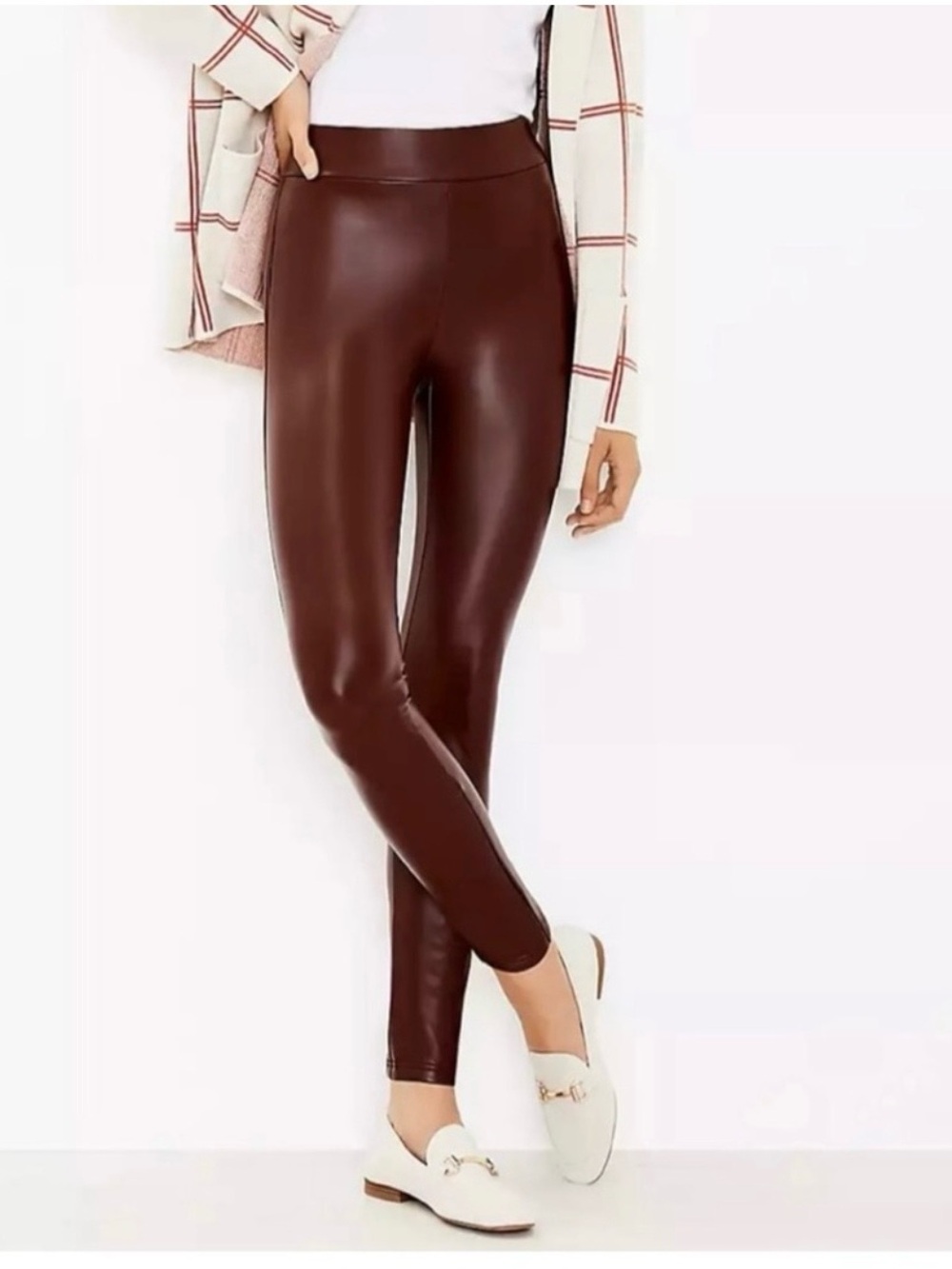 LOFT Faux Leather Leggings - rich bordeaux